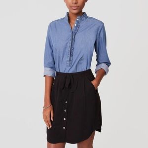 LOFT - Black front button skirt - New with Tags